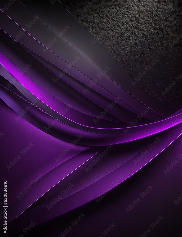 Poster black and purple dynamic and abstract shapes background with generative ai technology