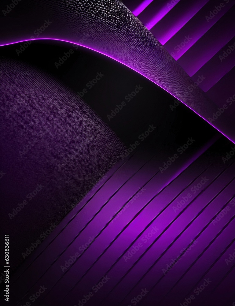 Poster black and purple dynamic and abstract shapes background with generative ai technology