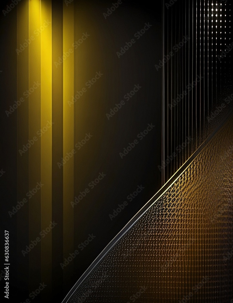 Poster black and yellow dynamic and abstract shapes background with generative ai technology