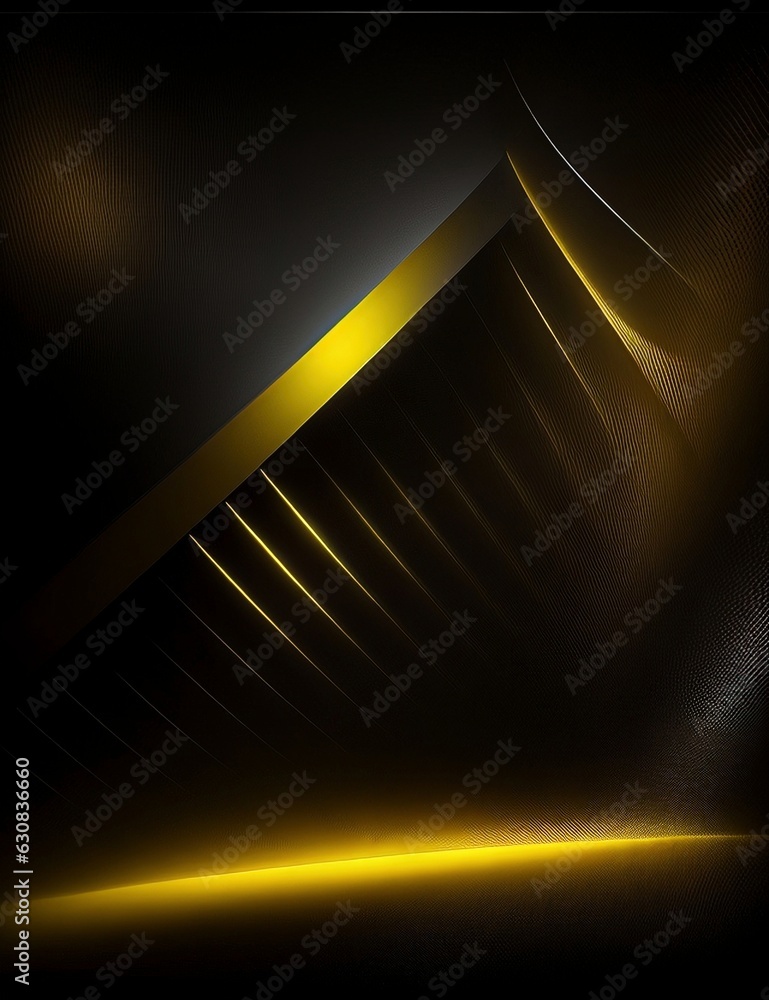 Poster black and yellow dynamic and abstract shapes background with generative ai technology