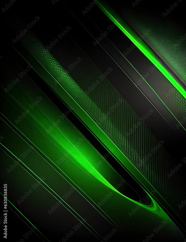 Aufkleber black and green dynamic and abstract shapes background with generative ai technology