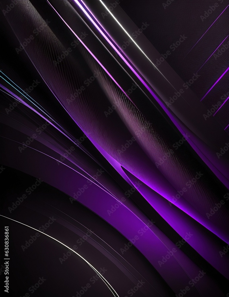 Poster black and purple dynamic and abstract shapes background with generative ai technology