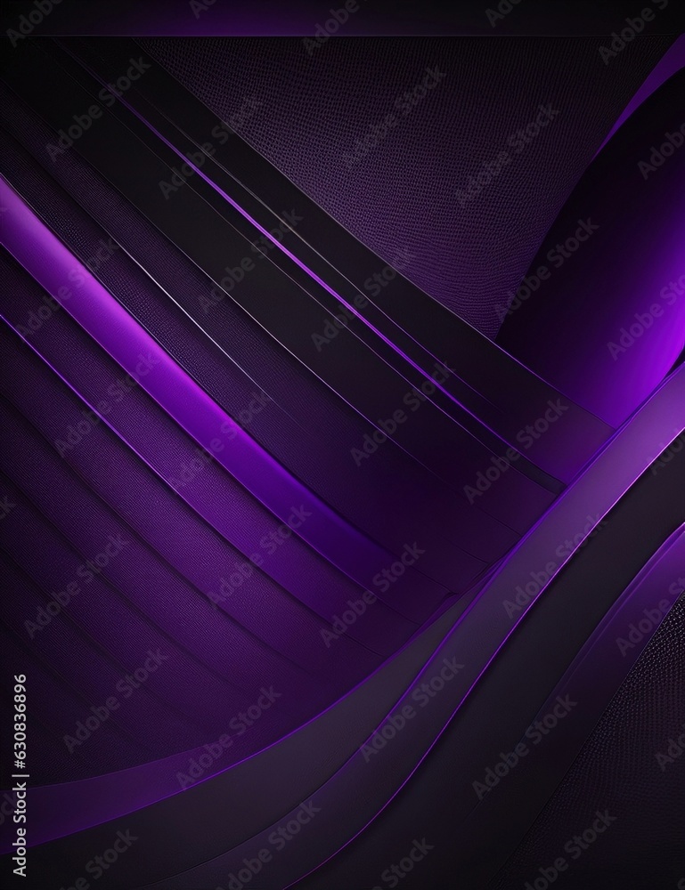Poster black and purple dynamic and abstract shapes background with generative ai technology