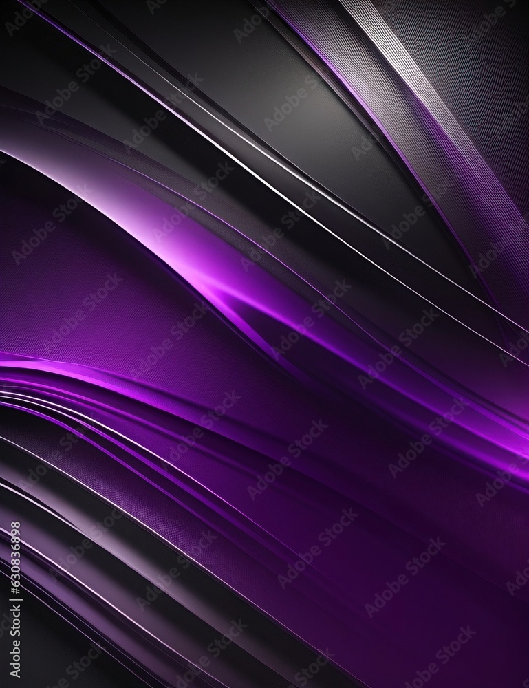 Poster black and purple dynamic and abstract shapes background with generative ai technology