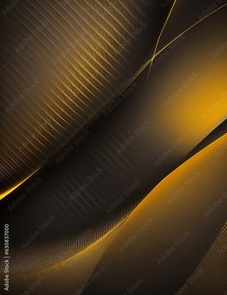 Poster black and yellow dynamic and abstract shapes background with generative ai technology
