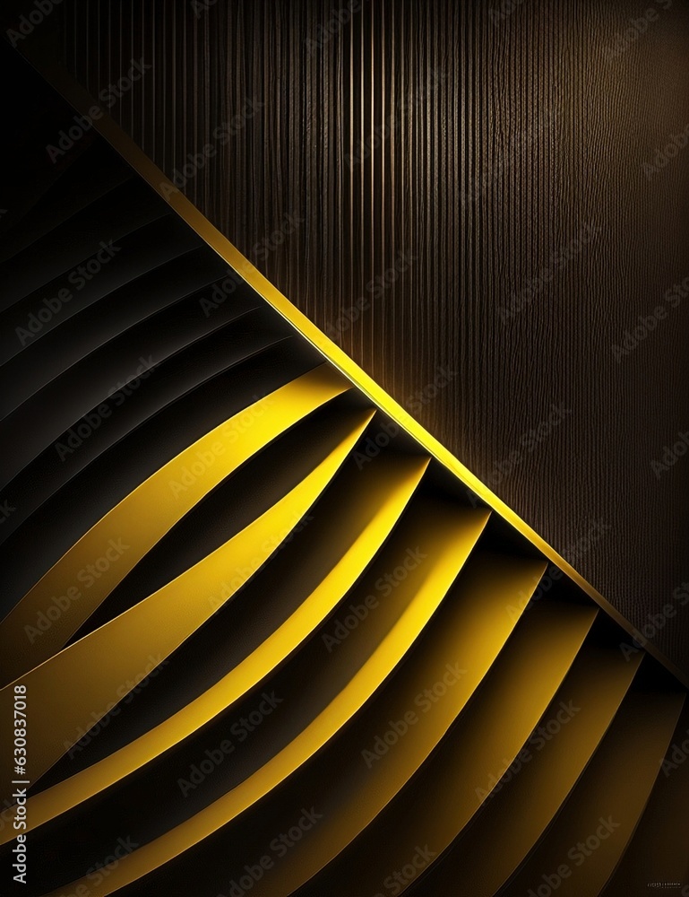 Leinwandbilder black and yellow dynamic and abstract shapes background with generative ai technology