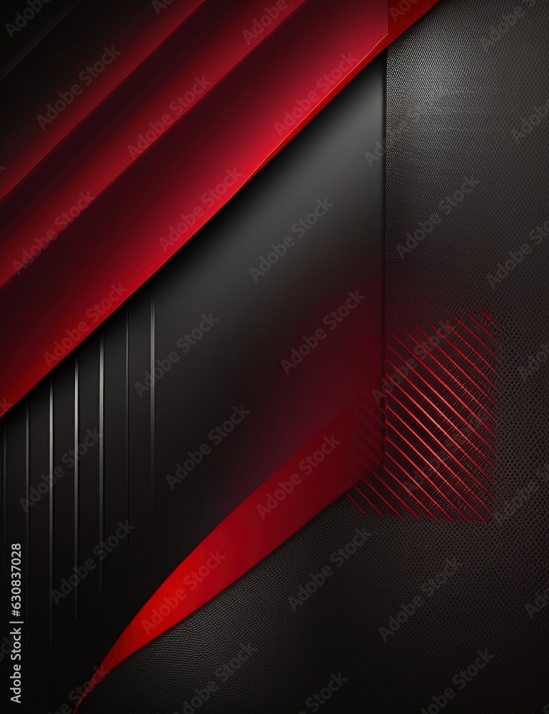 Poster dynamic red and black abstract forms with generative ai technology