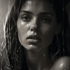 a woman with wet hair