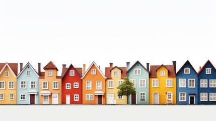 Charming row of colorful houses, each with its own unique character. - Powered by Adobe