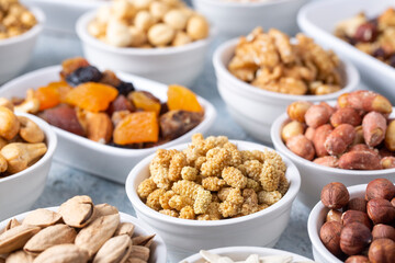 Mixed nuts on a white background