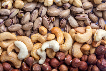 Mixed nuts on a white background
