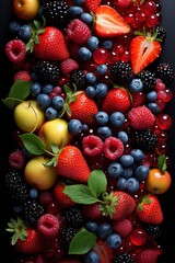 Fototapeta premium Photo close up of different colorful fruits background