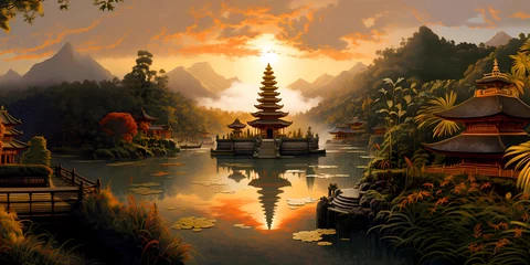 Poster Illustration of a beautiful view of Ulun Danu, Bali, Indonesia © Alek