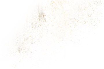Freeze motion of golden powder exploding or throwing golden powder.