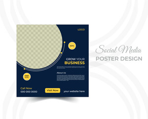 Digital marketing agency business promotion social media post template, Editable square business web banner design template.