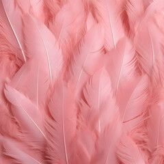 Pink feathers, from bird feathers dyed light pink, generative ai