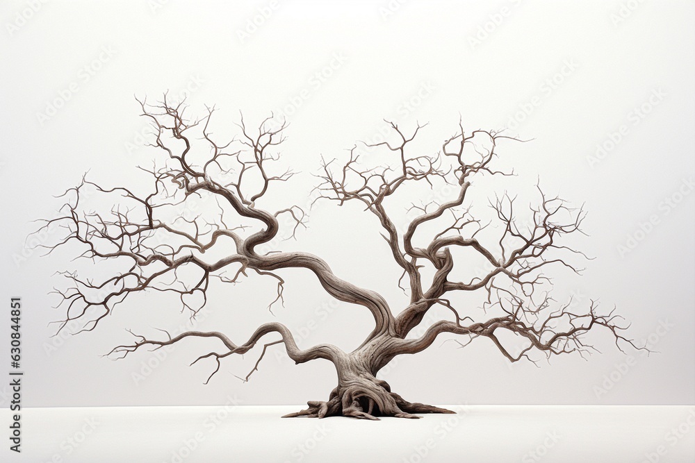 Poster tree without leaves isolated on white background.