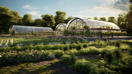 Obraz premium Photo of a photo of a greenhouse and a house with a greenhouse incorporated into its design