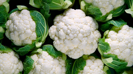 fresh organic cauliflower top view - obrazy, fototapety, plakaty