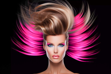 Retro Glamour: Fashion Hairstyle with 80s Vibes, Generative AI