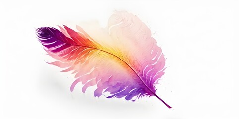 gradient colour feather on white background, colourful feather 