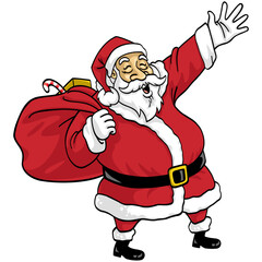 Santa Claus Carrying Bag Present Cartoon Character Design Illustration Vector