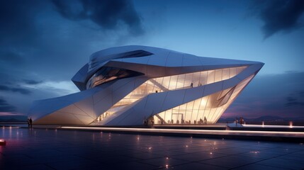 Futuristic museum showcasing an innovative facade that captivates the imagination.