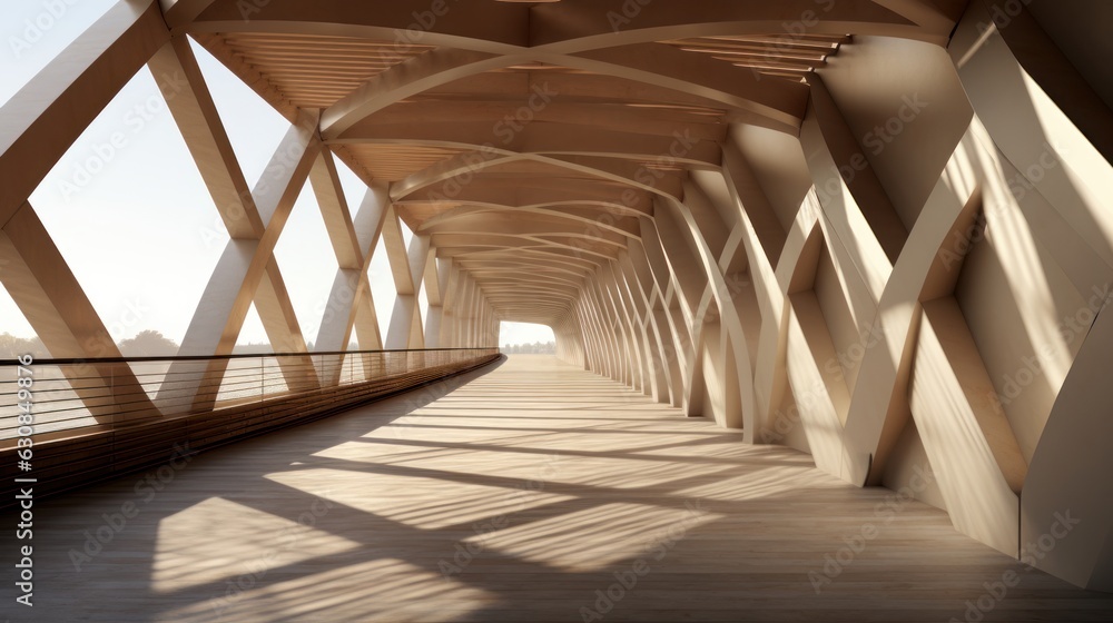 Poster interplay of shadow and light in a minimalist bridge design, creating captivating visual contrasts.
