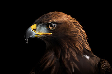 Fototapeta premium The portrait of Golden Eagle on the brown background