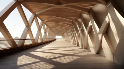 Obraz premium Interplay of shadow and light in a minimalist bridge design, creating captivating visual contrasts.