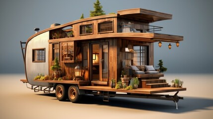 Innovative design of a mobile tiny house on wheels, providing flexibility and mobility.