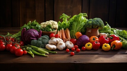 Colorful assortment of fresh vegetables arranged on a table