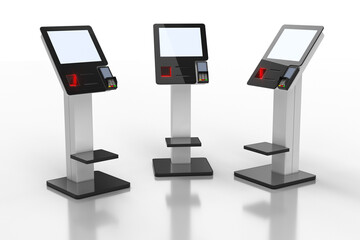 Terminal for making payments and carrying out network transactions and purchases. 3d illustration.