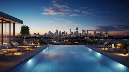 Fototapeta premium Rooftop garden in a residential building offering a green oasis in the urban environment.