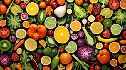 Colorful assortment of fruits and vegetables