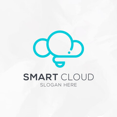Modern smart bulb cloud logo design vector template