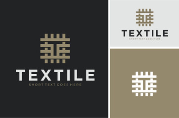 Initial Letter T Textile Texture with Weave Mat motif pattern texture classic logo design