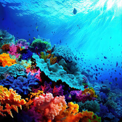 Fototapeta na wymiar great barrier reef, under water world fish under sea grass coral reefs colorful coral 