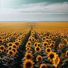 Sunflower field field of sunflowers, flowers and sky summer 