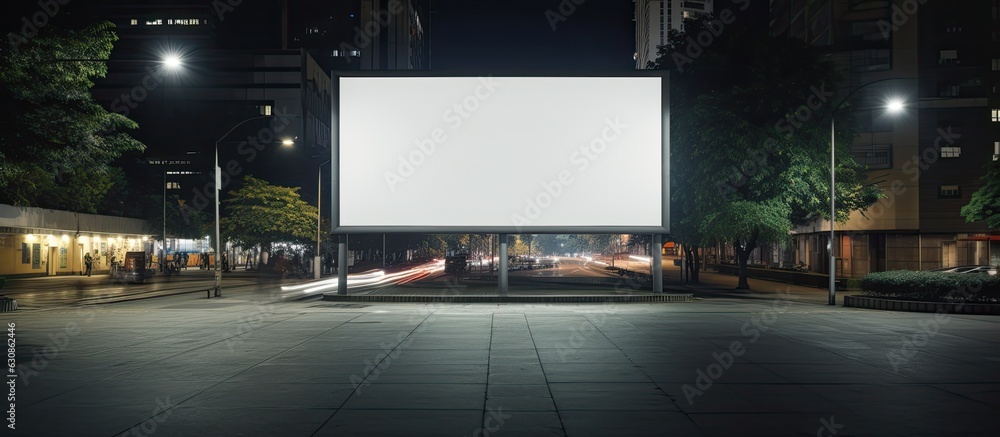Poster a billboard on a street in thailand is empty and available for any text or content to be displayed. 