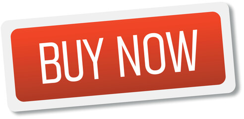 Buy now red three-dimensional square button with shadow. Vector ilustration