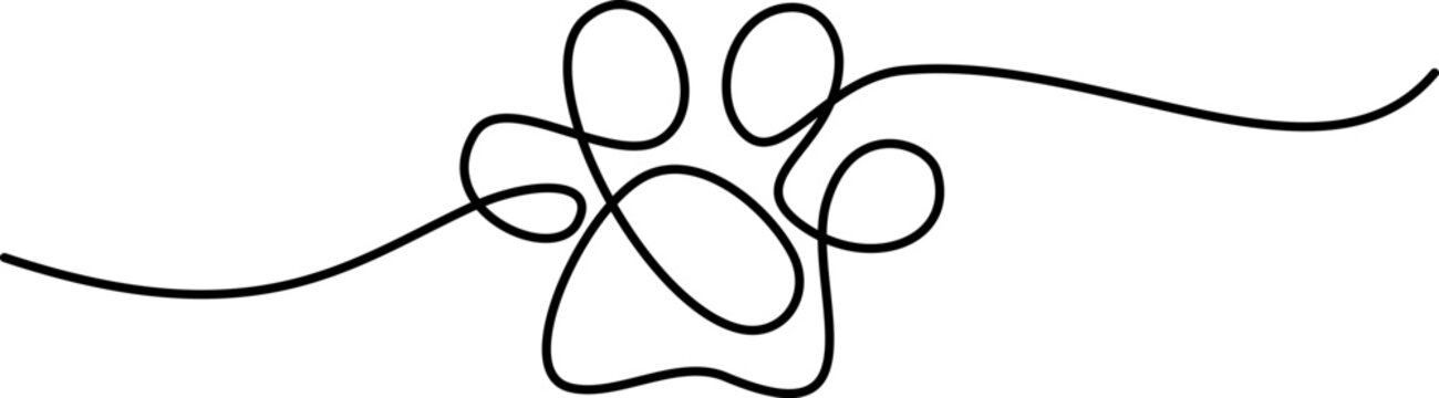 recommend clip art: Paw print of dog or cat. Continuous one line drawing