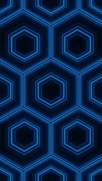 Vertical video blue hexagon mesh grid hypnotic vj loop animaton