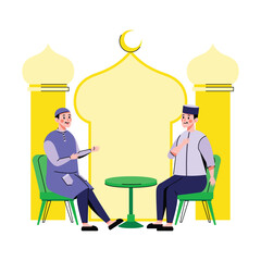 Two men having nice conversation among each other, good community in their neighborhood
