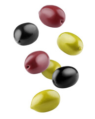 Olives isolated on white background, full depth of field