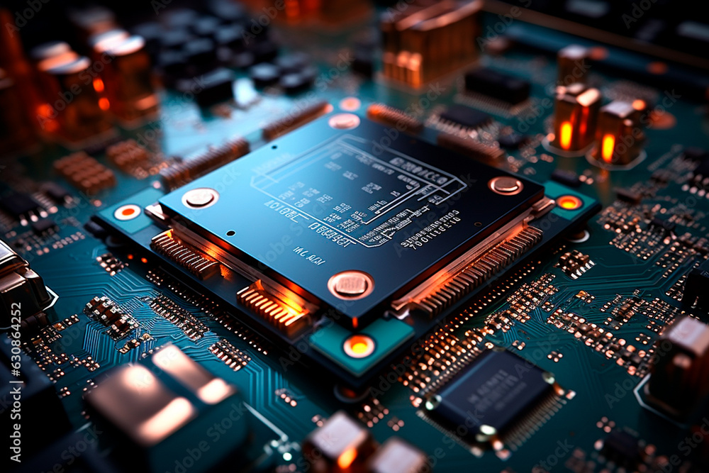 Poster computer circuit board with electronic components,generative ai