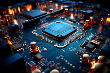 Fototapeta na wymiar computer circuit board with electronic components,Generative AI