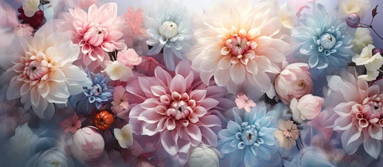 Fototapeten a beautiful background with colorful flowers that has a floral pastel appearance. © HN Works