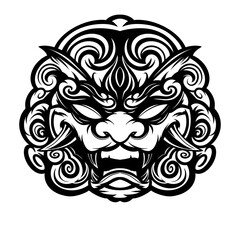 Obraz premium Lion head, dragon head, tattoo design.Hand drawn.