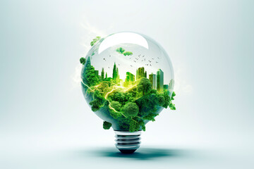 Sustainable energy concept on white background, world environment day